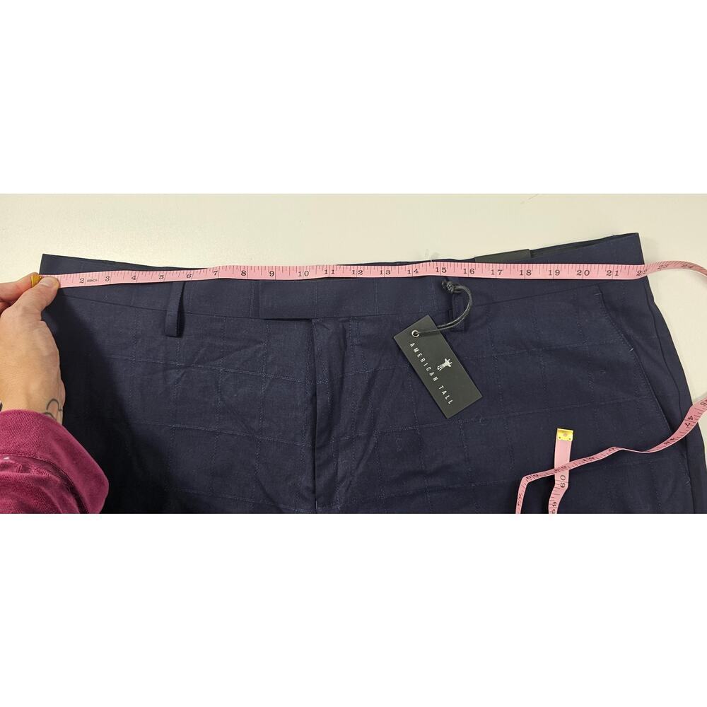 NWT American tall 42x40 long inseam windowpane check career casual pants navy - Picture 5 of 7